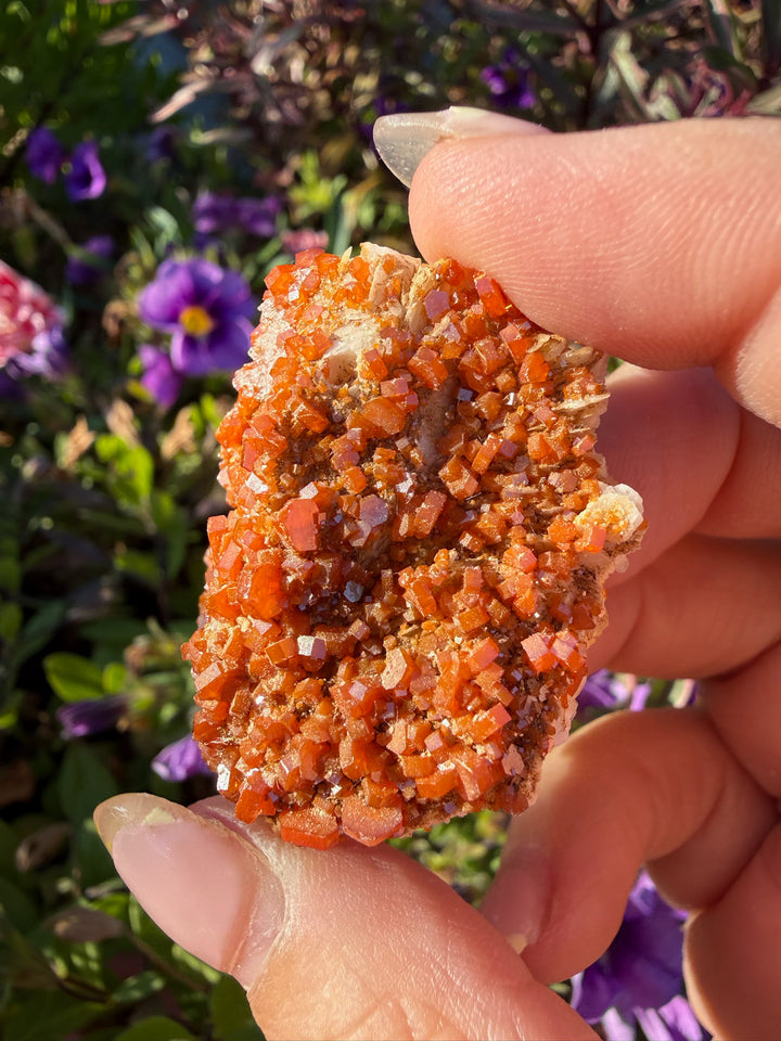 Vanadinite on Barite Specimen from Morocco