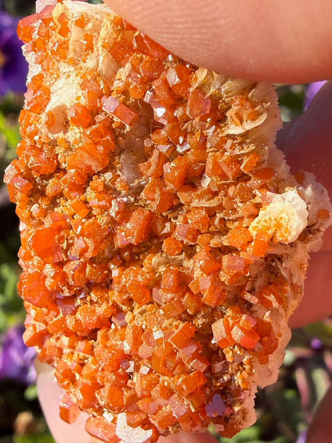 Vanadinite on Barite Specimen from Morocco