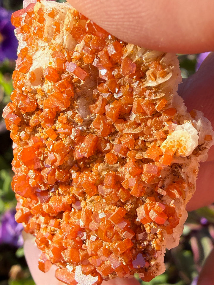 Vanadinite on Barite Specimen from Morocco