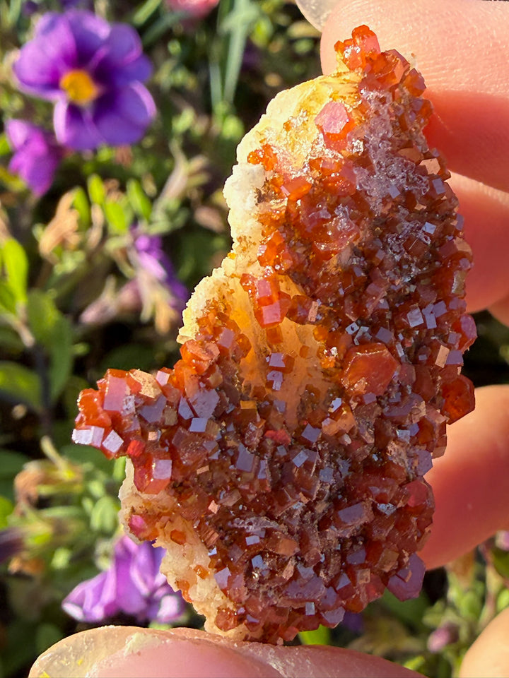 Vanadinite on Barite Specimen from Morocco