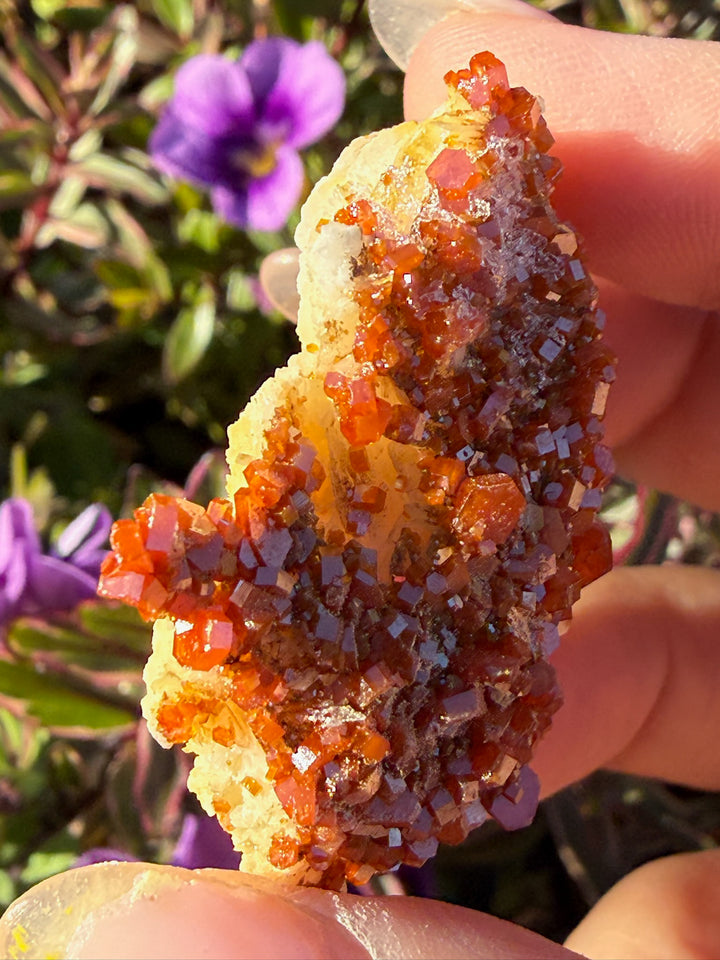 Vanadinite on Barite Specimen from Morocco