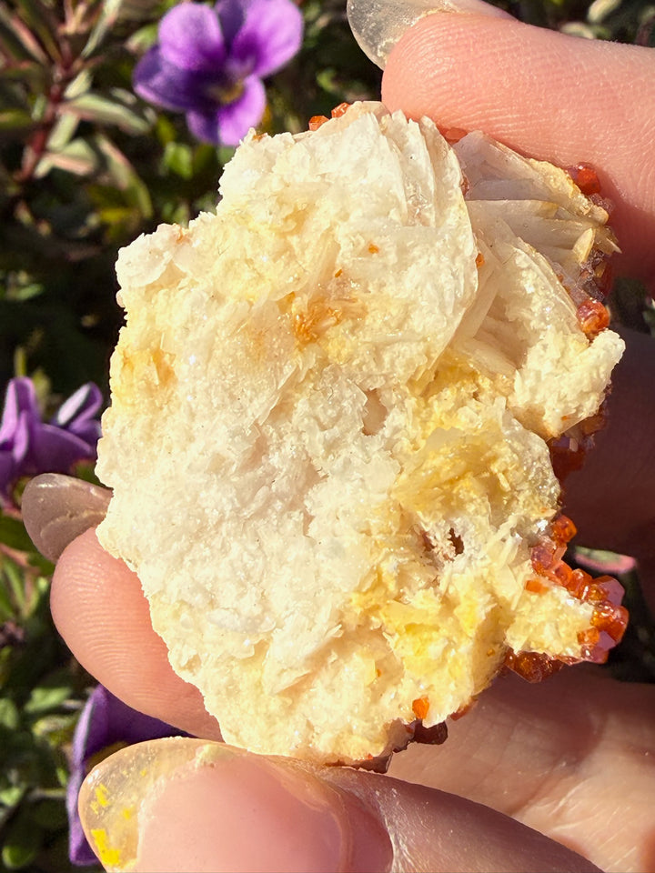 Vanadinite on Barite Specimen from Morocco
