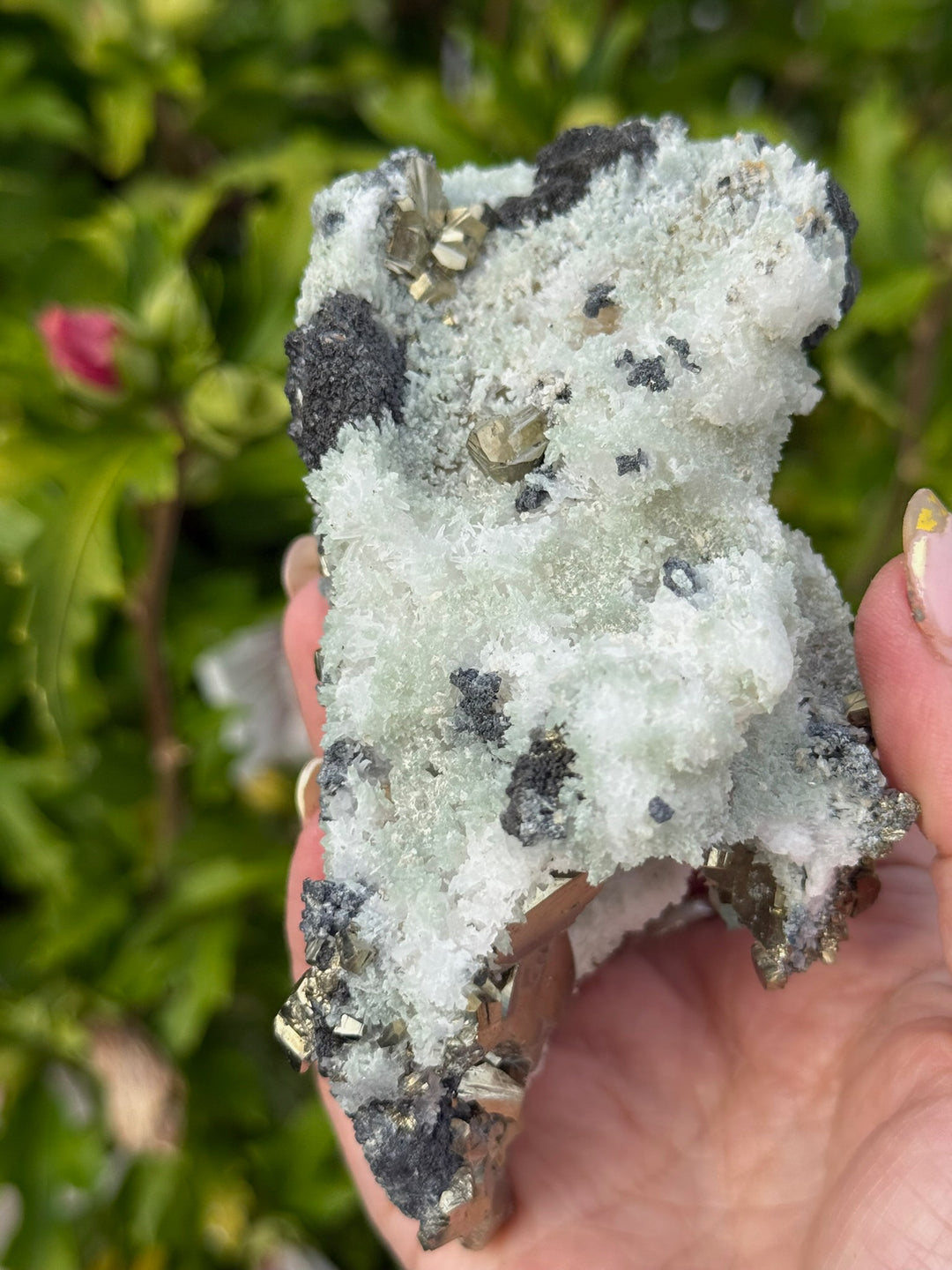 Prehnite on Quartz with Chalcopyrite from 9th September Mine, Bulgaria