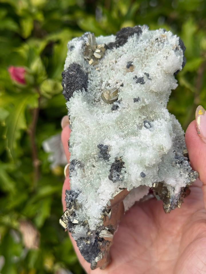 Prehnite on Quartz with Chalcopyrite from 9th September Mine, Bulgaria