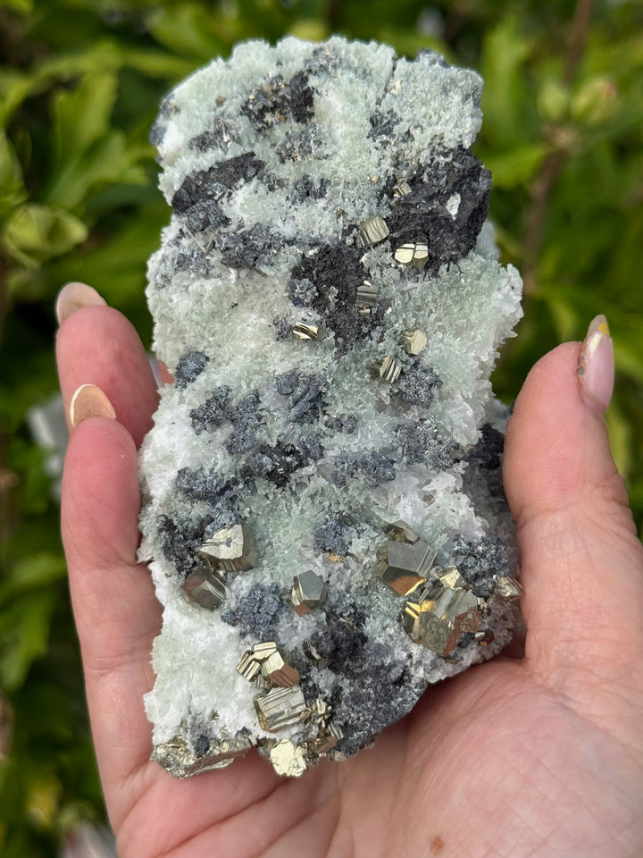 Prehnite on Quartz with Chalcopyrite from 9th September Mine, Bulgaria