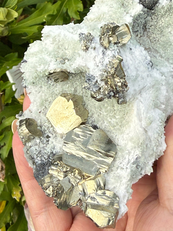 Prehnite on Quartz with Chalcopyrite from 9th September Mine, Bulgaria