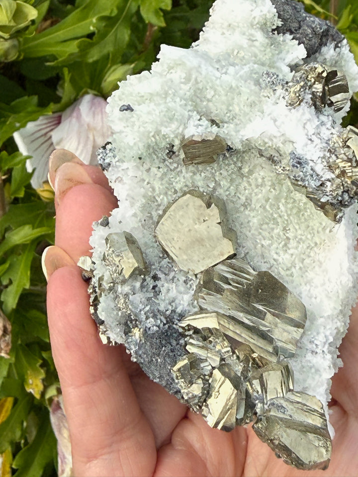 Prehnite on Quartz with Chalcopyrite from 9th September Mine, Bulgaria