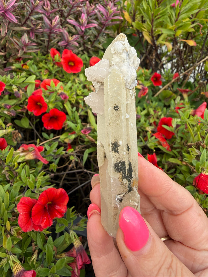 Double Chloride included Quartz with UV Calcite Inner Mongolia