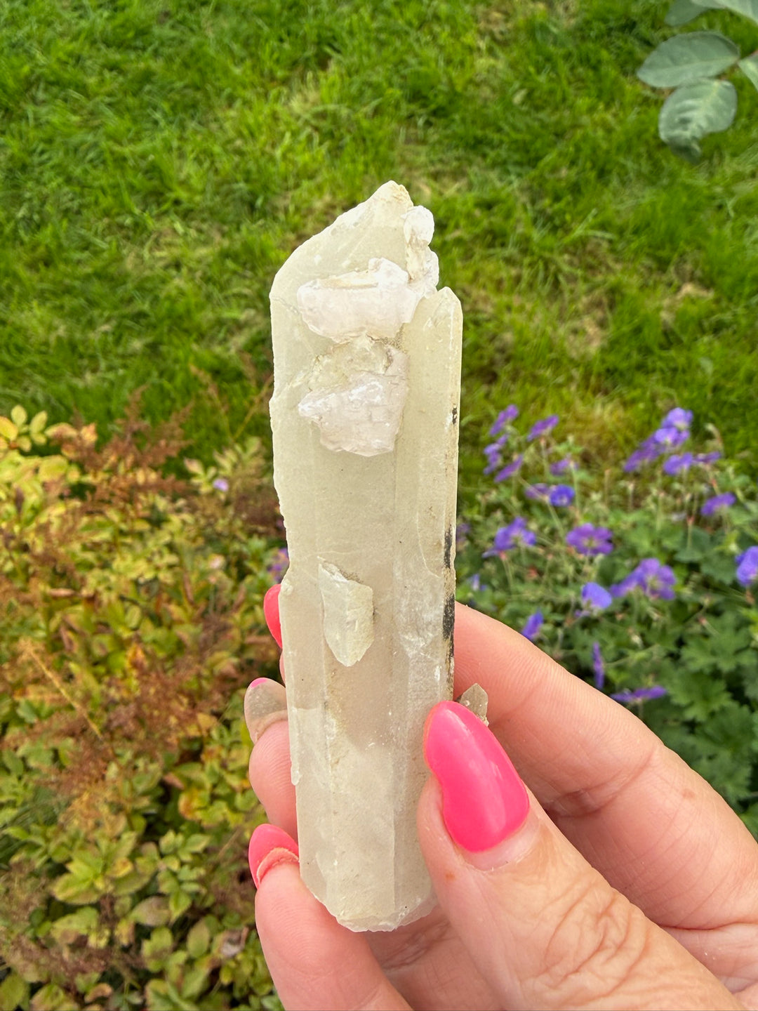 Double Chloride included Quartz with UV Calcite Inner Mongolia