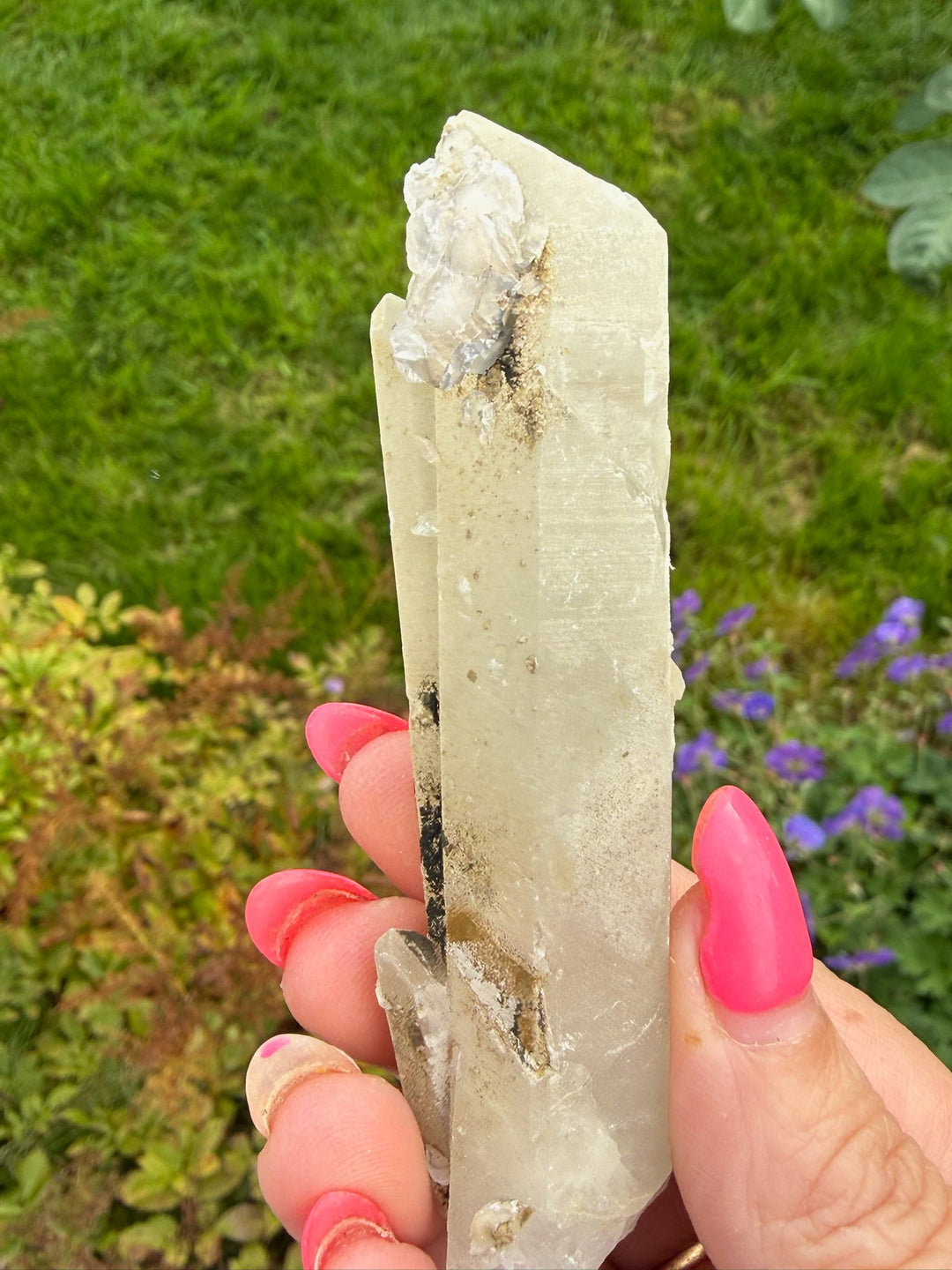 Double Chloride included Quartz with UV Calcite Inner Mongolia