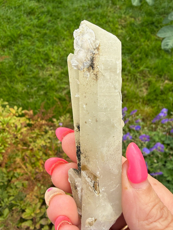 Double Chloride included Quartz with UV Calcite Inner Mongolia