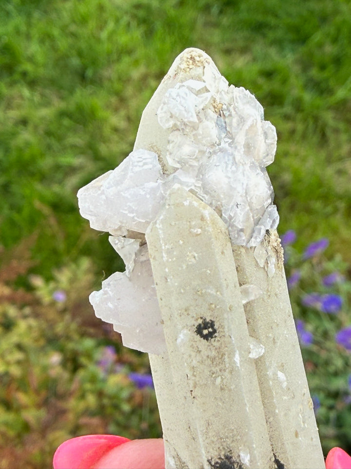 Double Chloride included Quartz with UV Calcite Inner Mongolia