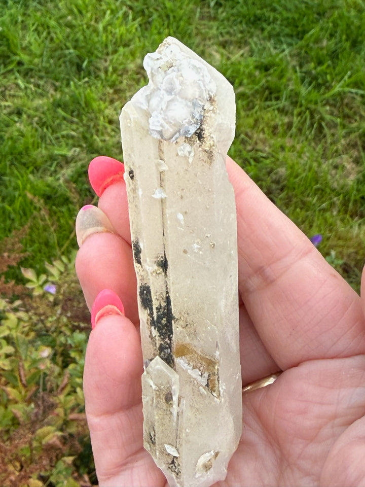 Double Chloride included Quartz with UV Calcite Inner Mongolia