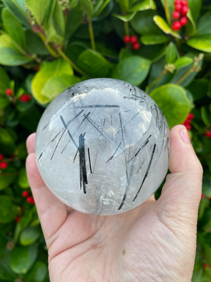 High Quality Tourmaline Quartz Sphere