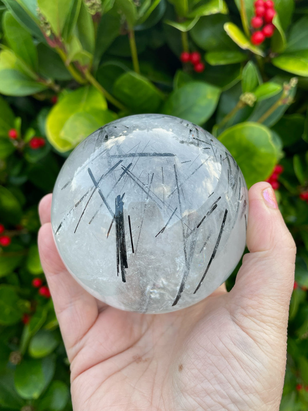 High Quality Tourmaline Quartz Sphere