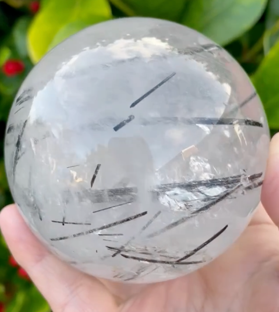 High Quality Tourmaline Quartz Sphere