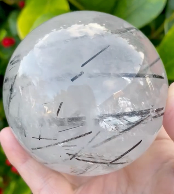 High Quality Tourmaline Quartz Sphere