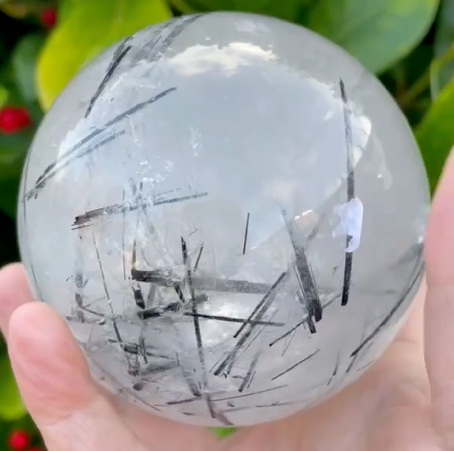 High Quality Tourmaline Quartz Sphere