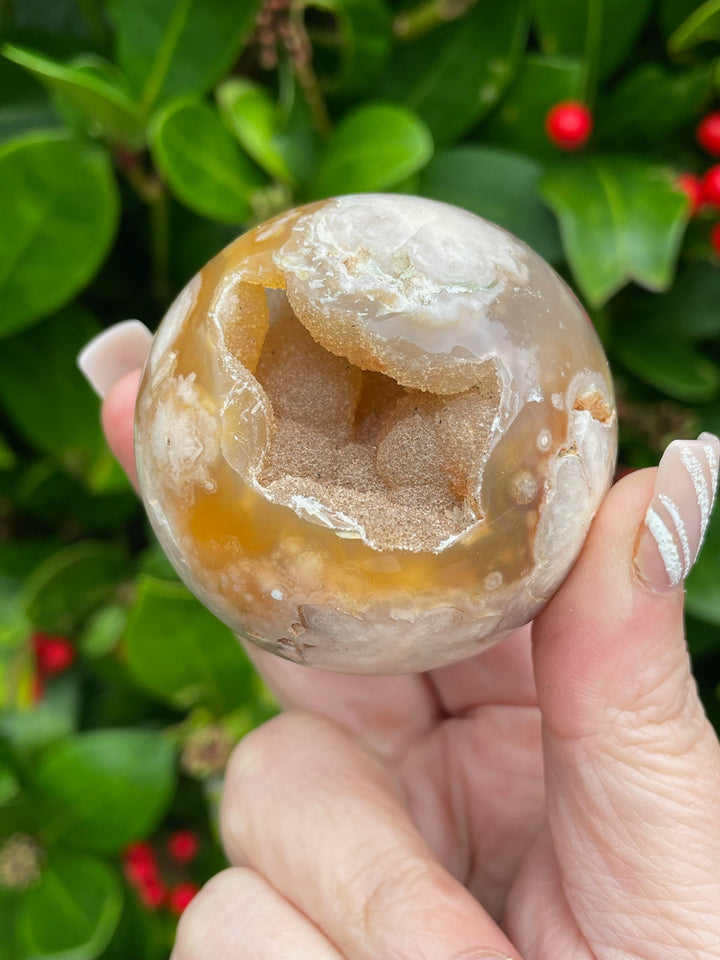 Carnelian Flower Agate Sphere