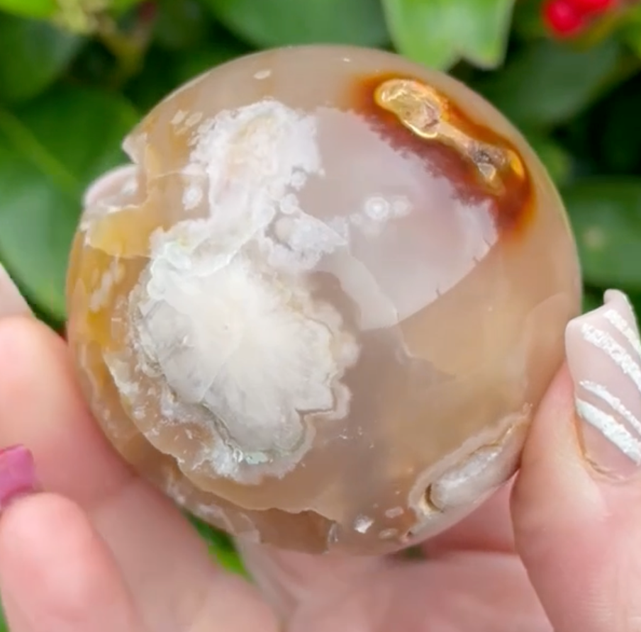 Carnelian Flower Agate Sphere