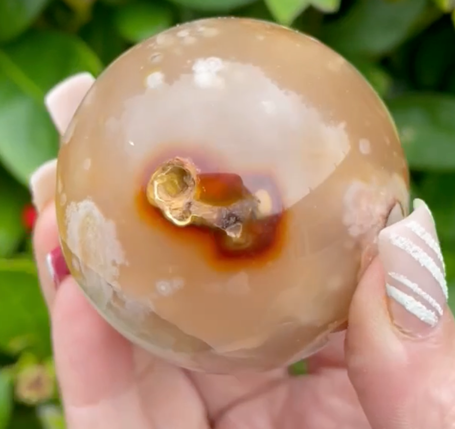 Carnelian Flower Agate Sphere