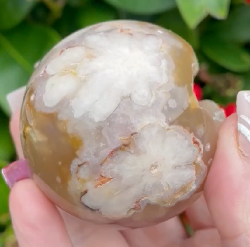 Carnelian Flower Agate Sphere