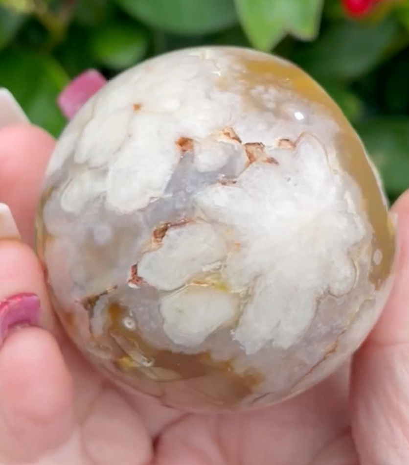 Carnelian Flower Agate Sphere