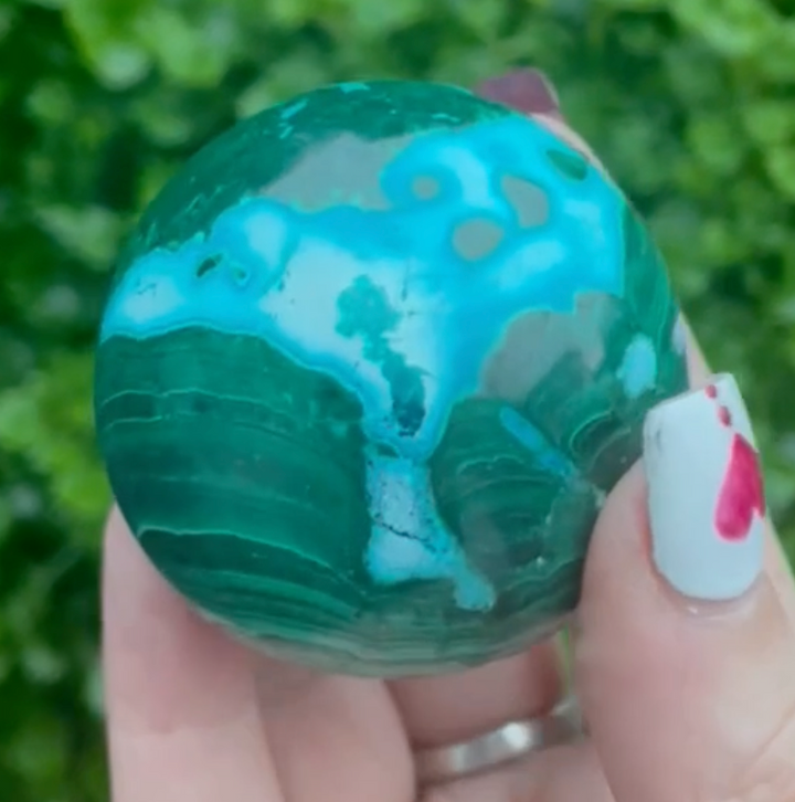 Malacolla Chrysocolla and Malachite  Sphere