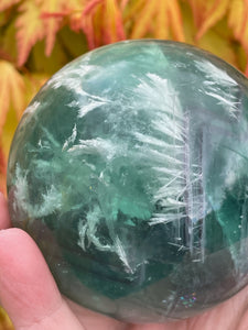 Feather Fluorite Sphere with Scolecite