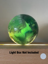 Load image into Gallery viewer, Feather Fluorite Sphere with Scolecite
