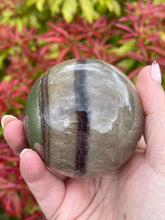 Load image into Gallery viewer, Smoky Fluorite with Pyrite and Mica Sphere

