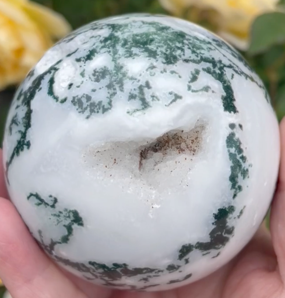 Large Tree Agate with Druzy Sphere
