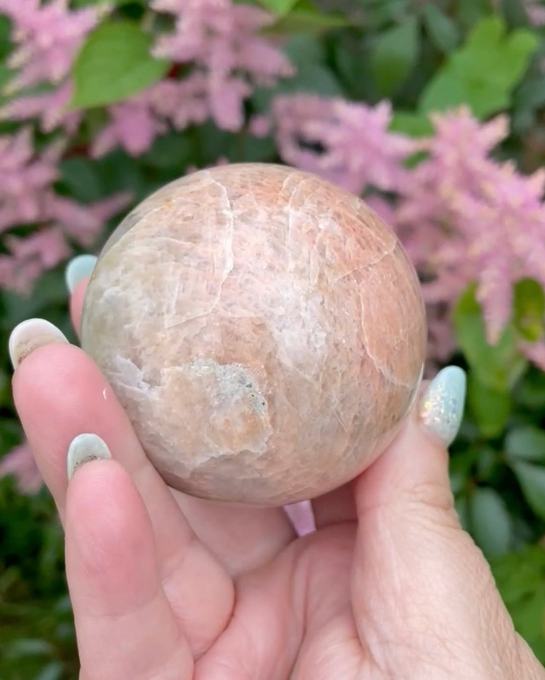 Peach Moonstone with Flash Sphere