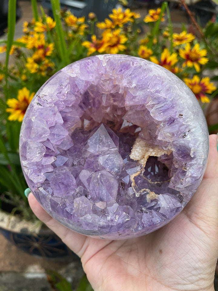 Amazing Amethyst and Agate Sphere with Calcite