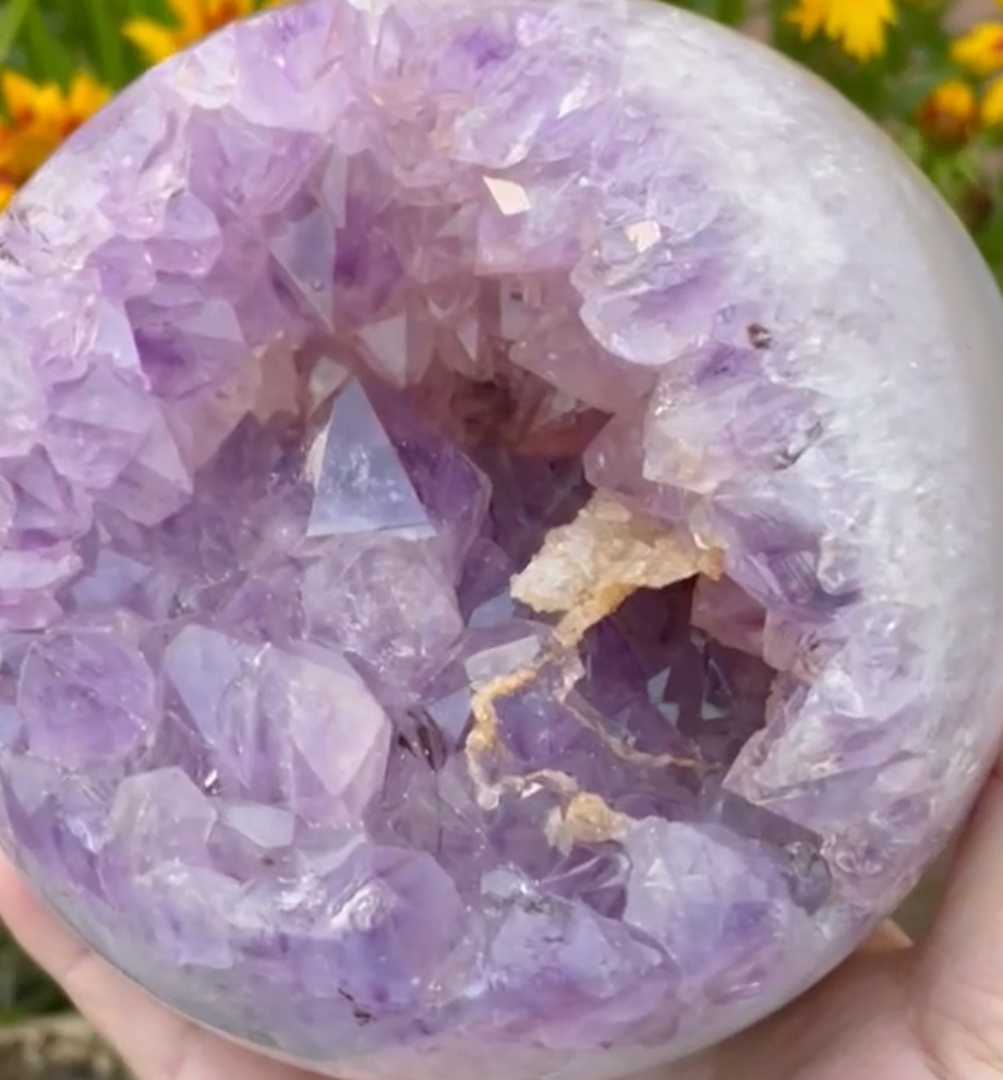 Amazing Amethyst and Agate Sphere with Calcite