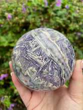 Load image into Gallery viewer, Large Green and Purple Fluorite Sphere with Quartz
