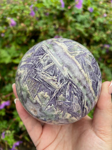 Large Green and Purple Fluorite Sphere with Quartz