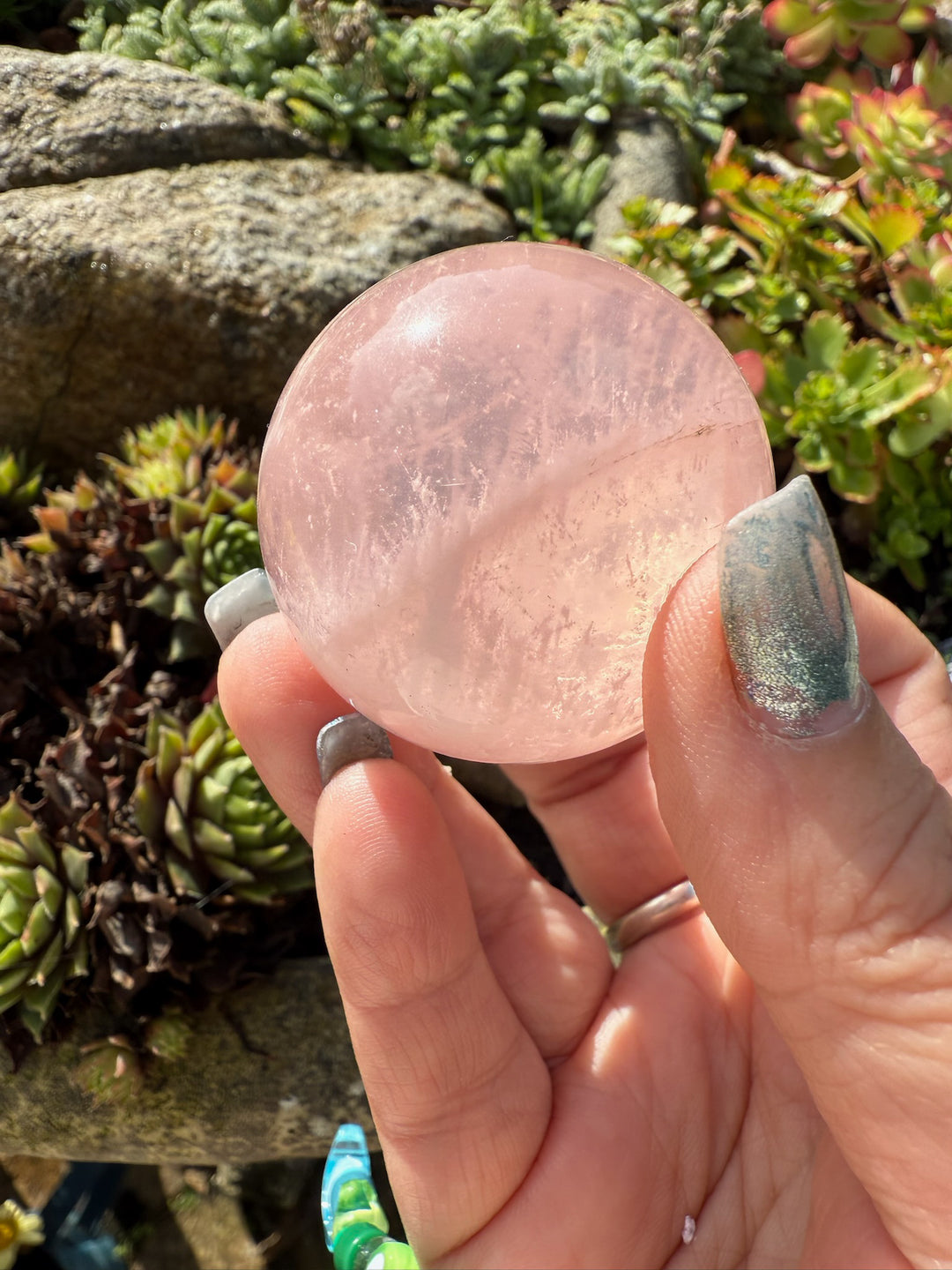 Rare Snowflake Phantom Rose Quartz Sphere