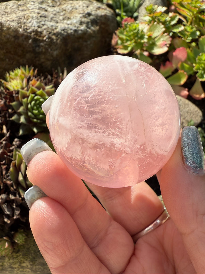 Rare Snowflake Phantom Rose Quartz Sphere