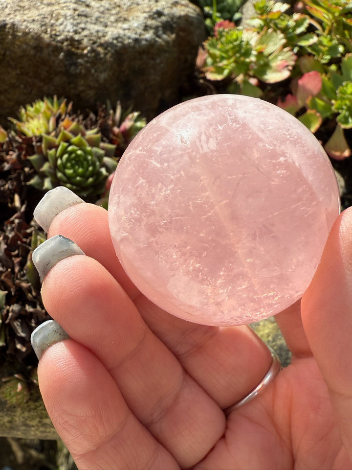 Rare Snowflake Phantom Rose Quartz Sphere
