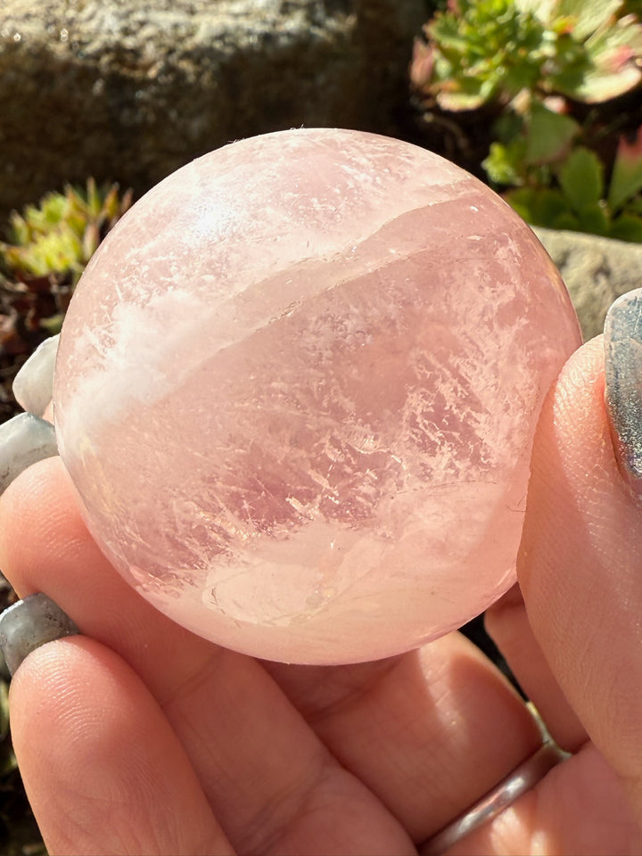 Rare Snowflake Phantom Rose Quartz Sphere