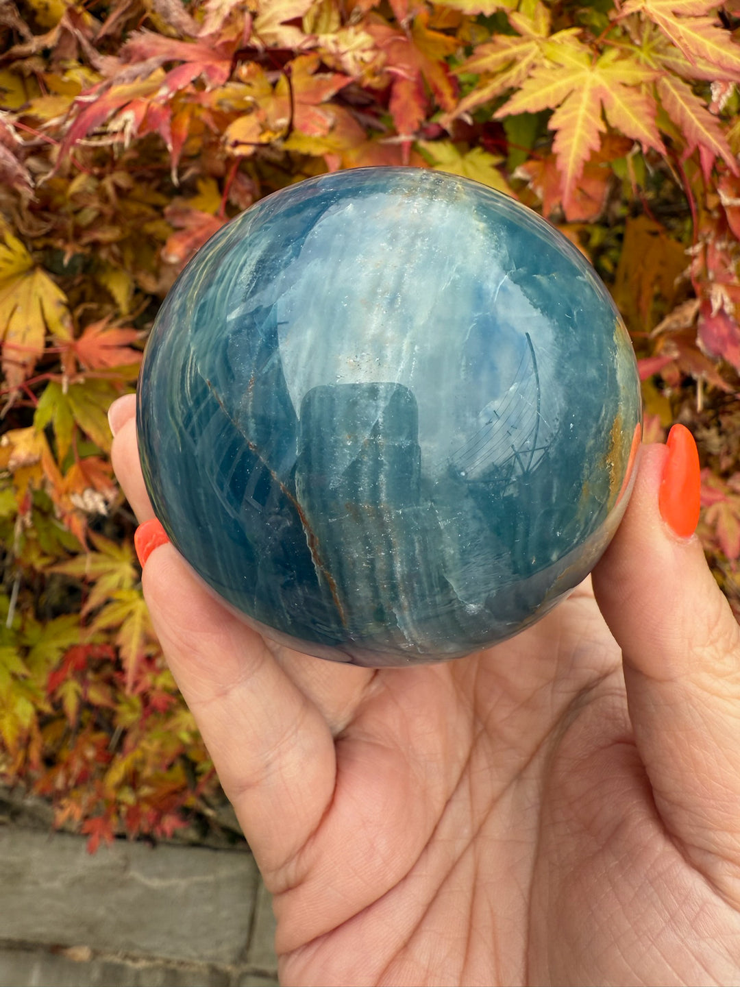 High Quality Blue Onyx Aquatine Lemurian Sphere