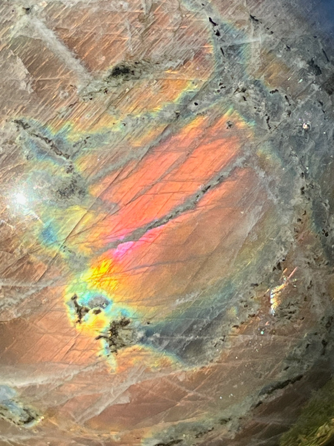 Large Pink Flash Labradorite Sphere 13cm diameter