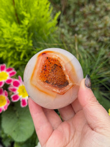 Carnelian Agate Sphere with Druzy Geode