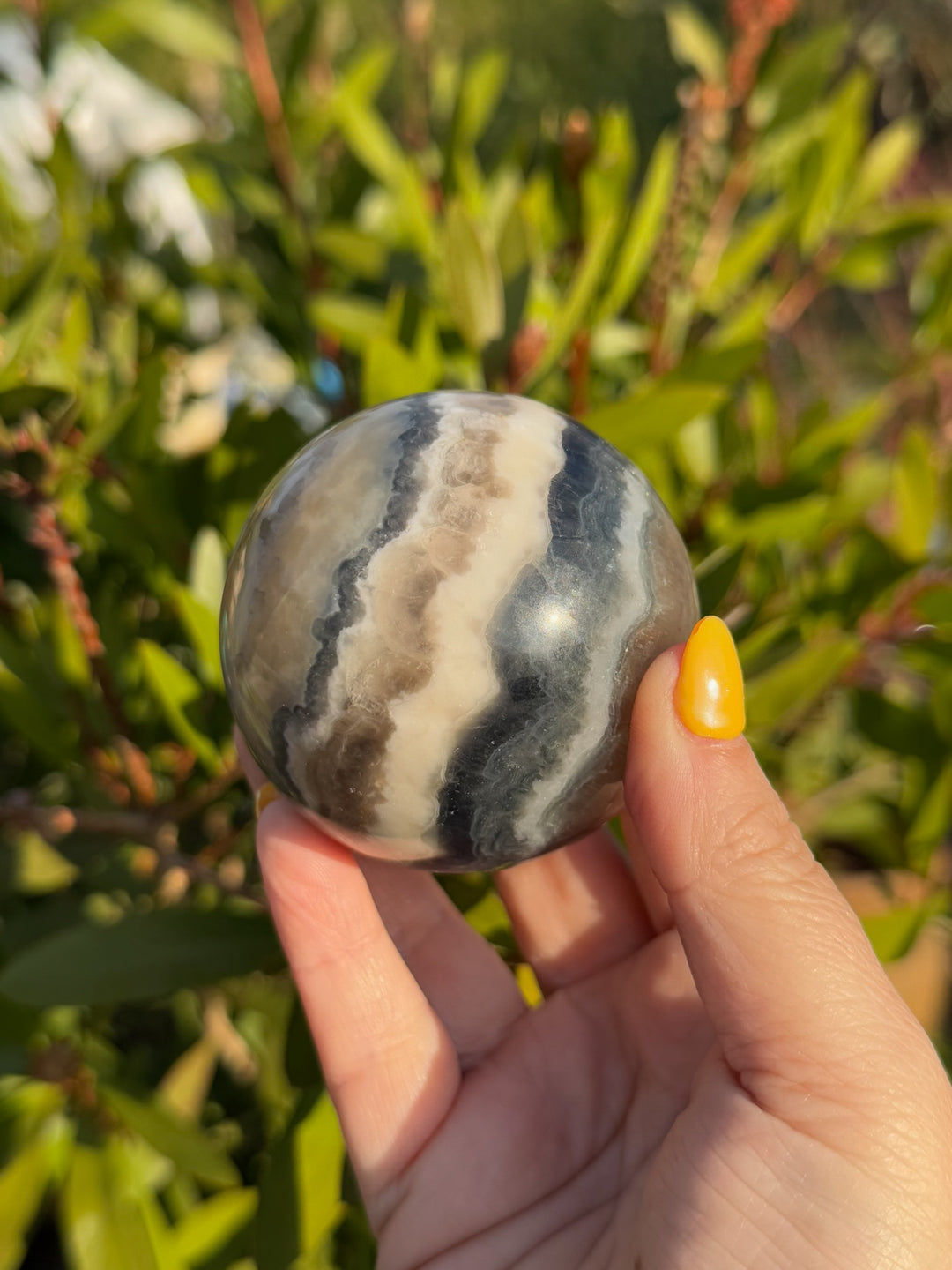 Unusual Stripped Fluorite Sphere