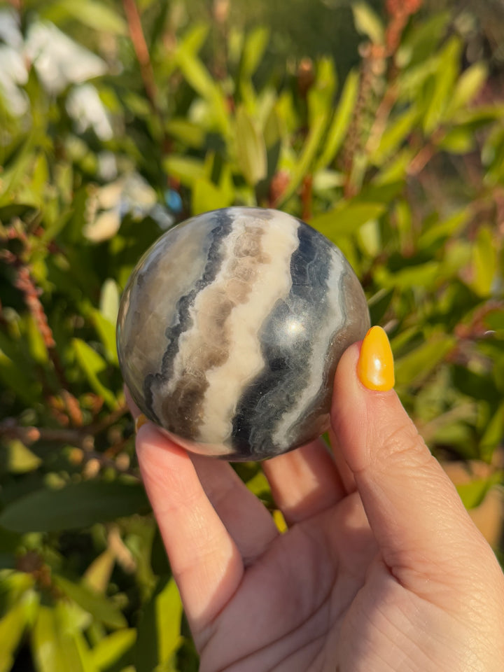 Unusual Stripped Fluorite Sphere