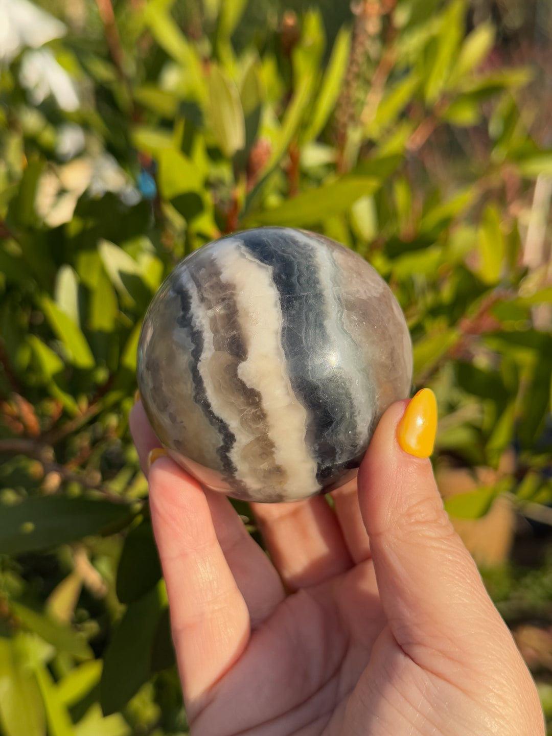 Unusual Stripped Fluorite Sphere