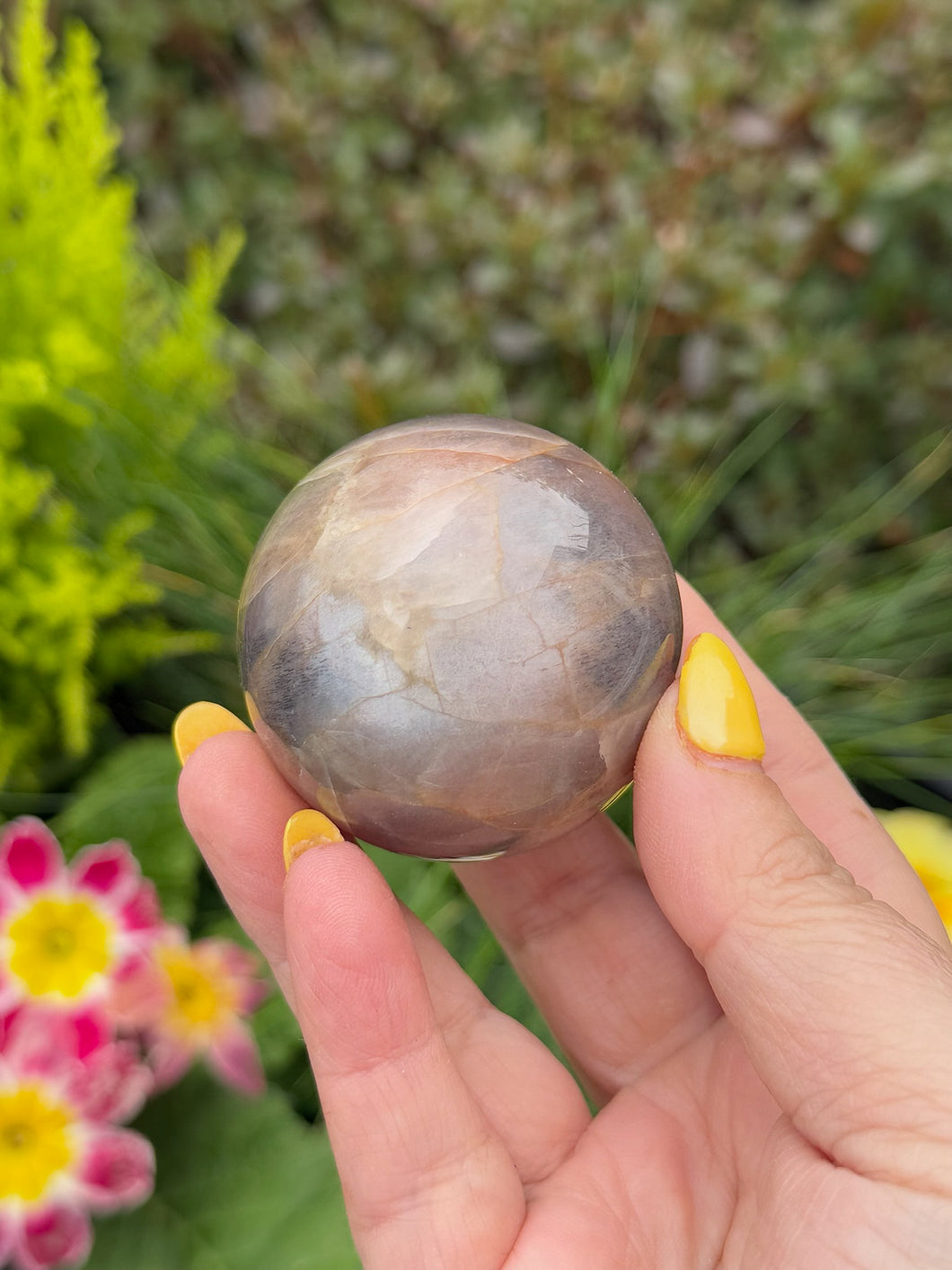 Black Moonstone and Sunstone Sphere with Sheen
