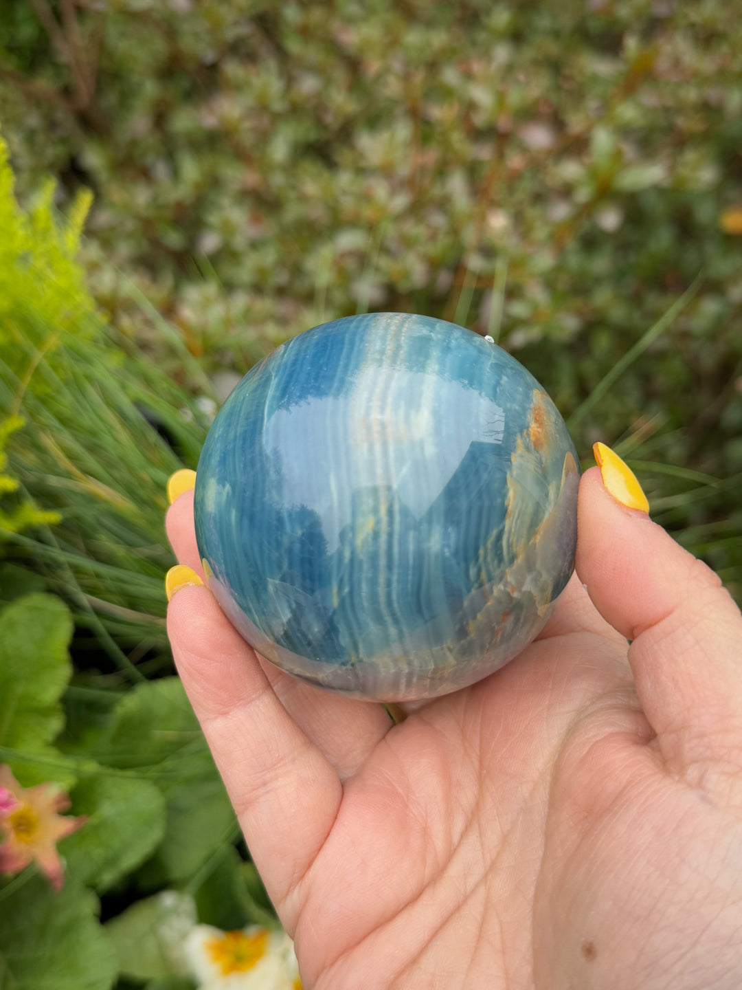 High Quality Blue Onyx Sphere Aquatine Lemurian
