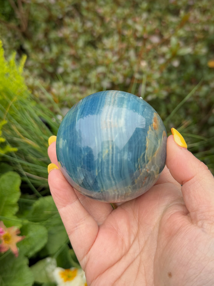 High Quality Blue Onyx Sphere Aquatine Lemurian